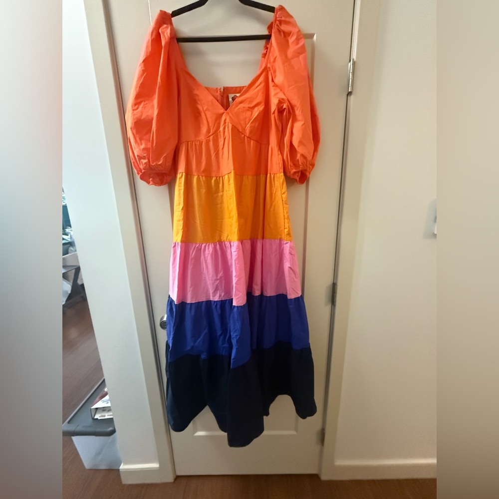 Farm Rio for Anthropologie Bright Orange Dress